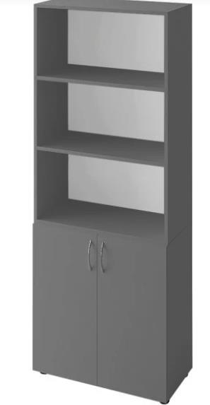 Шафа напівзакрита 2-дверна на 5 полиць Сірий Графіт БРІК